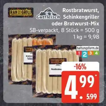 Edeka Rostbratwurst, Schinkengriller oder Bratwurst-Mix Angebot