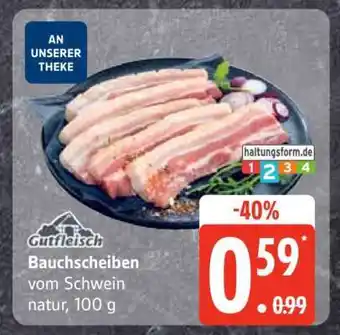 Edeka Bauchscheiben vom Schwein natur, 100 g Angebot