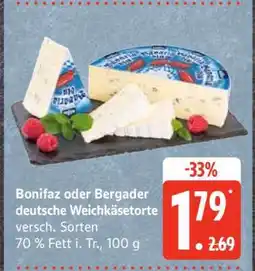Edeka Bonifaz oder Bergader deutsche Weichkäsetorte Angebot