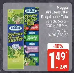 Edeka Meggle Kräuterbutter Riegel oder Tube Angebot