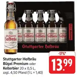 Edeka Stuttgarter Hofbräu Bügel Premium oder Kellerbier Angebot