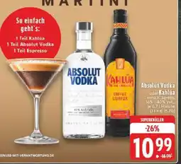 Edeka Absolut Vodka oder Kahlua Angebot