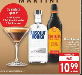Edeka Absolut Vodka oder Kahlua Angebot