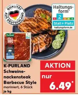 Kaufland K-PURLAND Schweinenackensteak Barbecue Style mariniert, 6 Stück je kg Angebot