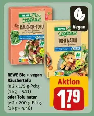 REWE REWE Bio + vegan Räuchertofu oder Tofu natur Angebot