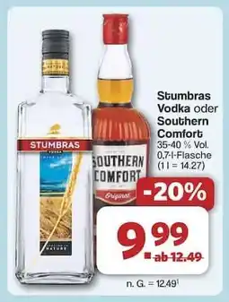 Famila Nord Ost Stumbras Vodka oder Southern Comfort Angebot