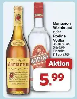 Famila Nord Ost Mariacron Weinbrand oder Rodina Vodka Angebot