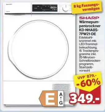 Famila Nord Ost SHARP Wärmepumpentrockner KD-NHA8S7PW21-DE Angebot