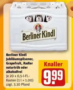 REWE Berliner Kindl Jubiläumspilsener, Grapefruit, Radler naturtrüb oder alkoholfrei Angebot