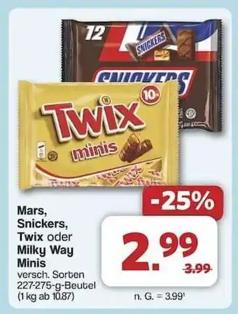 Famila Nord Ost Mars, Snickers, Twix oder Milky Way Minis Angebot