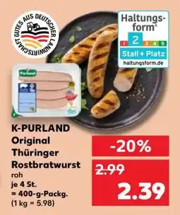 Kaufland K-PURLAND Original Thüringer Rostbratwurst Angebot