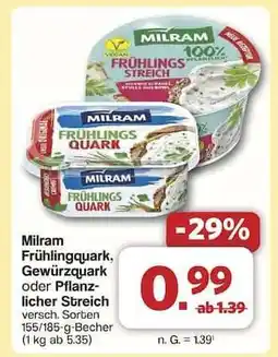 Famila Nord Ost Milram Frühlingsquark, Gewürzquark oder Pflanzlicher Streich Angebot
