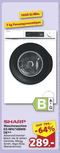 Famila Nord Ost SHARP Waschmaschine ES-NFA714BWB-DE Angebot