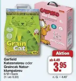 Famila Nord Ost Garfield Katzenstreu oder Graincat Naturklumpstreu Angebot