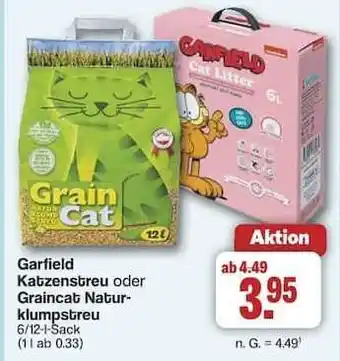 Famila Nord Ost Garfield Katzenstreu oder Graincat Naturklumpstreu Angebot