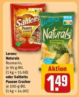 REWE Lorenz Naturals Rosmarin oder Saltletts Pausen Cracker Angebot