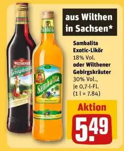 REWE Sambalita Exotic-Likör oder Wilthener Gebirgskräuter Angebot