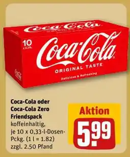 REWE Coca-Cola oder Coca-Cola Zero Friendspack Angebot