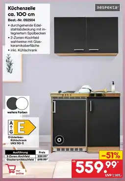 Netto Marken-Discount respekta Küchenzeile ca. 100 cm Angebot