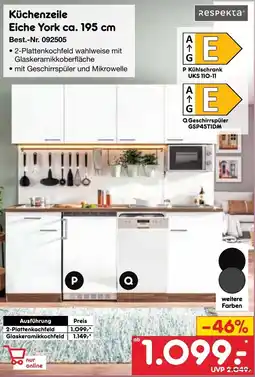 Netto Marken-Discount respekta Küchenzeile Eiche York ca. 195 cm Angebot