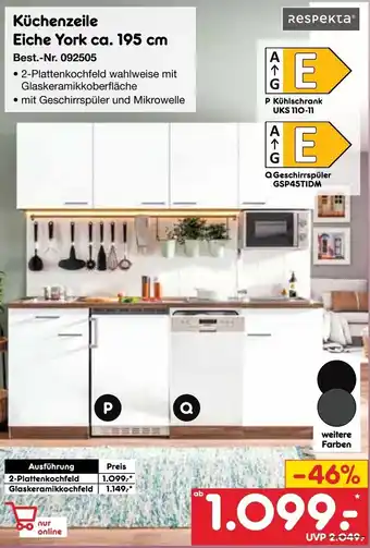 Netto Marken-Discount respekta Küchenzeile Eiche York ca. 195 cm Angebot