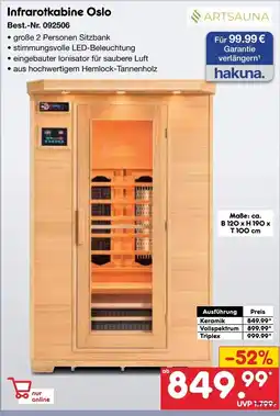 Netto Marken-Discount ARTSAUNA Infrarotkabine Oslo Angebot