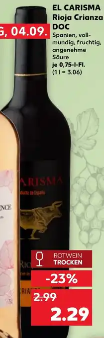 Kaufland EL CARISMA Rioja Crianza DOC Angebot