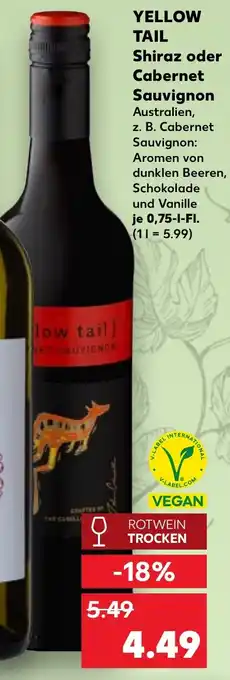 Kaufland YELLOW TAIL Shiraz oder Cabernet Sauvignon Angebot