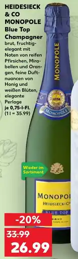 Kaufland HEIDESIECK & CO MONOPOLE Blue Top Champagner Angebot