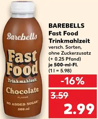 Kaufland BAREBELLS Fast Food Trinkmahlzeit Angebot