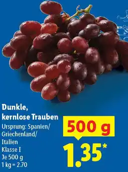 Lidl Dunkle, kernlose Trauben Angebot