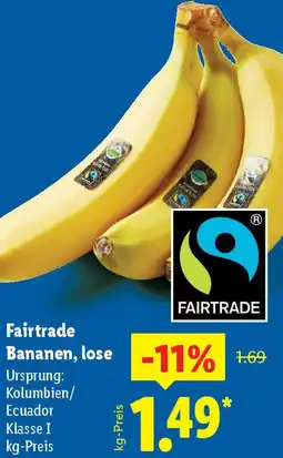 Lidl Fairtrade Bananen, lose Angebot
