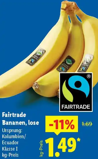 Lidl Fairtrade Bananen, lose Angebot