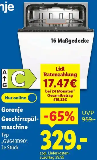 Lidl Gorenje Geschirrspülmaschine Angebot