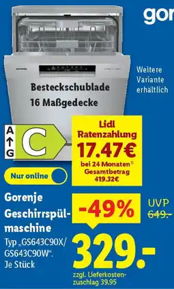 Lidl Gorenje Geschirrspülmaschine Angebot