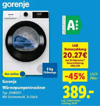 Lidl Gorenje Wärmepumpentrockner Angebot