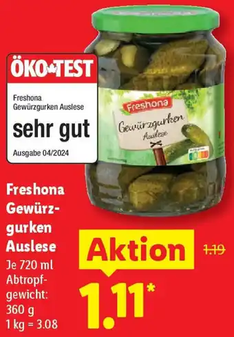 Lidl Freshona Gewürzgurken Auslese Angebot