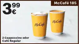 McDonald’s 2 Cappuccino oder Café Regular Angebot