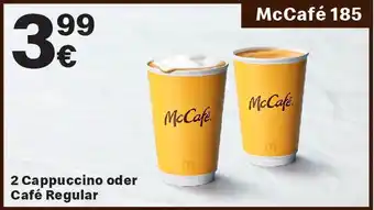 McDonald’s 2 Cappuccino oder Café Regular Angebot