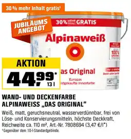 OBI WAND- UND DECKENFARBE ALPINAWEISS ,,DAS ORIGINAL" Angebot
