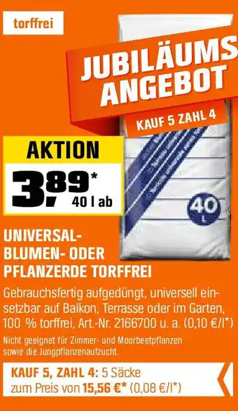 OBI UNIVERSAL- BLUMEN-ODER PFLANZERDE TORFFREI Angebot