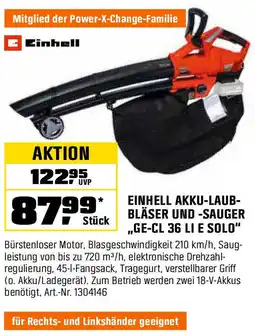 OBI EINHELL AKKU-LAUB- BLÄSER UND -SAUGER „GE-CL 36 LI E SOLO" 9999* Angebot