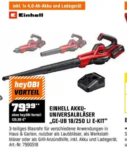 OBI EINHELL AKKU- UNIVERSALBLÄSER ,,GE-UB 18/250 LI E-KIT" Angebot
