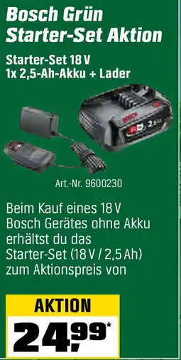 OBI Bosch Grün Starter-Set Aktion Starter-Set 18 V 1x 2,5-Ah-Akku + Lader Angebot