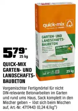 OBI quick-mix GARTEN-UND LANDSCHAFTS- BAUBETON Angebot