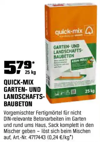 OBI quick-mix GARTEN-UND LANDSCHAFTS- BAUBETON Angebot