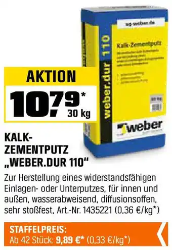 OBI weber KALK- ZEMENTPUTZ ,,WEBER.DUR 110" Angebot