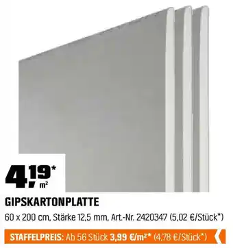 OBI GIPSKARTONPLATTE Angebot