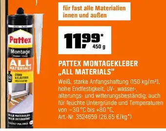 OBI PATTEX MONTAGEKLEBER ,,ALL MATERIALS" Angebot