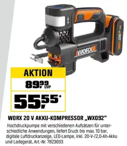 OBI WORX 20 V AKKU-KOMPRESSOR ,,WX092" Angebot